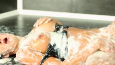 Cockslapping gloryhole babe rubs bukkake cunt