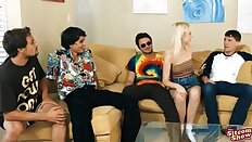Sexy blonde Laurie Foreman seduces sucks and fucks three guys to assert her dominance as the households queen slut