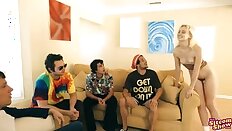 Sexy blonde Laurie Foreman seduces sucks and fucks three guys to assert her dominance as the households queen slut