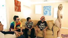 Sexy blonde Laurie Foreman seduces sucks and fucks three guys to assert her dominance as the households queen slut