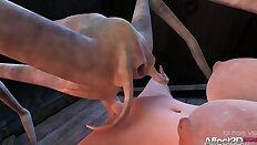 Fantasy animation with monsters and big tits witches