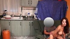 Delivery guy filmed while fucking oiled spanish beauty