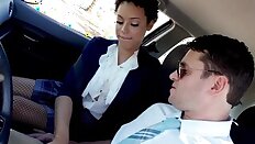 Chocolate Skin Cutie Rides Her Driving Instructor