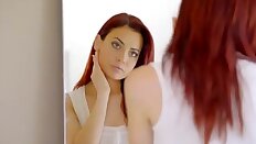 Cute babes Milana May and Sabina Rouge share a toy as they lick and finger bang each others cum craving pussies