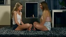 Lesbian coeds Taylor Sands and Tiffany Tatum lick each others clits and finger bang each others creamy pussies