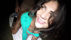 Bonnie Rotten endures deep vaginal sex in public