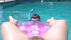 Lena Paul caught her neighbor Tyler spying on her in the pool - Lena Paul