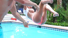 Johnny Sins caught Peta Jensen masturbating and threw her in the pool - Peta Jensen