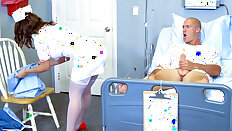 Sweet nurse Lily Love greedily sucks patient's thick cock - Lily Love