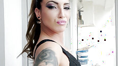 Spanish brunette Medusa flaunts her ass in tight shorts - Medusa