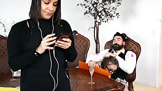 Lena Paul sucks Charles Dera behind his wife's back - Lena Paul