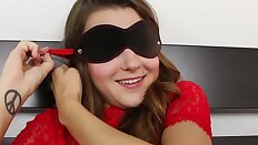 Blindfold teen Alex Mae gets slammed hard