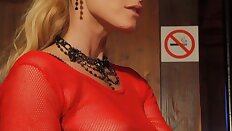 Blindfolded couple dominated by dominatrix