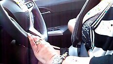 Andrea flashing in the car