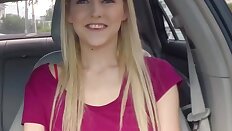 Busty american stranded teen fucked in car