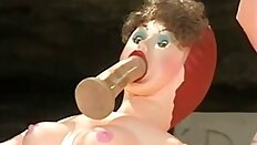 Vintage funny horror movie parody with dildo