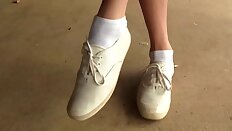 Cheerleader Chasity in Keds sneakers and white socks
