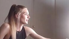 Skinny blond teen small tits in sexy lengerie