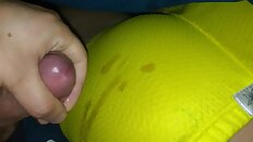 Cum on her ass in yellow shorts