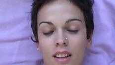 Short-haired girl's O-Face