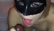 couple deep throat blowjob on a romantic night