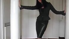 Leather mature on stilettos