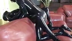 Latex shag on sofa