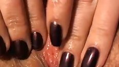 Closeup rub and toying of hairy pussy
