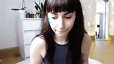 Goth teases in her white panties