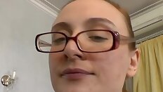 redhead hairy teen in glasses
