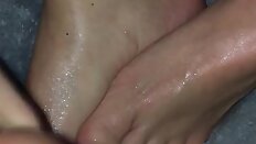 Footjob and handjob with cumshot