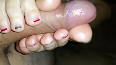 A hot long Xmas footjob from my wife