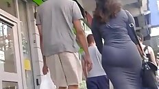 Candid - Curvy Pawg Booty Jiggling In Tight Dress VPL