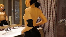 Cosplay Saber enjoys Latex  with lust and soaking wet crotch