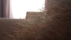 close up side shot of my wifes hairy pussy