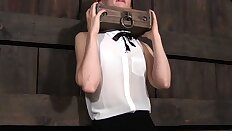 BDSM sub Hazel Hypnotic neck tied up