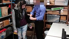 Chubby busty teen thief takes a big cock for freedom