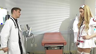 TS Nurse Rubs Dicks With Doc Before Fucking On Hospital Bed - GenderX
